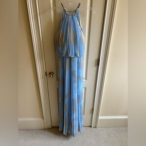 Light Blue and Gold Formal Maxi Dress